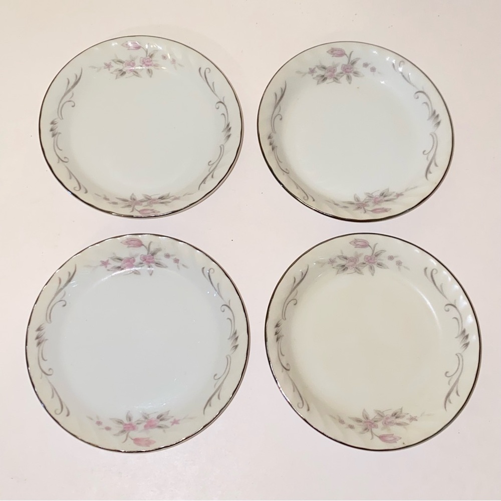Vintage Gold Standard Genuine Porcelain China Coasters Pink Floral Silver Trim